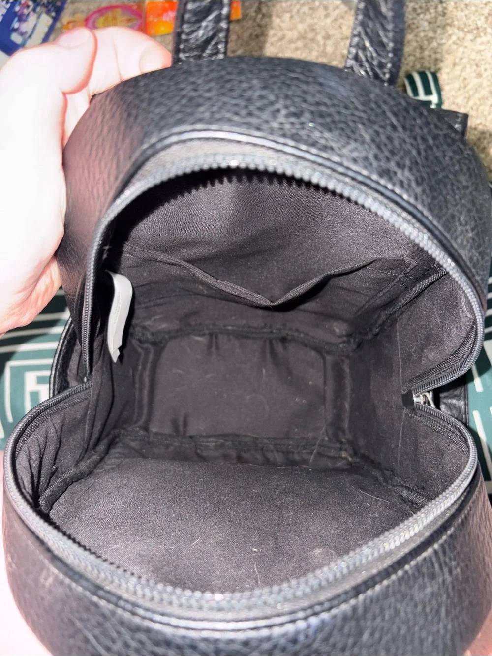 Black Mini Backpack with Silver Chain Detail